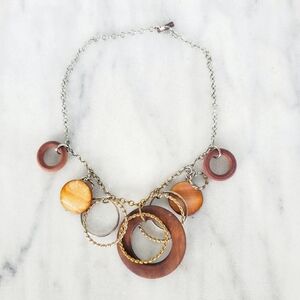 Vintage Necklace Nice Pendant Wood Circles Form Rings